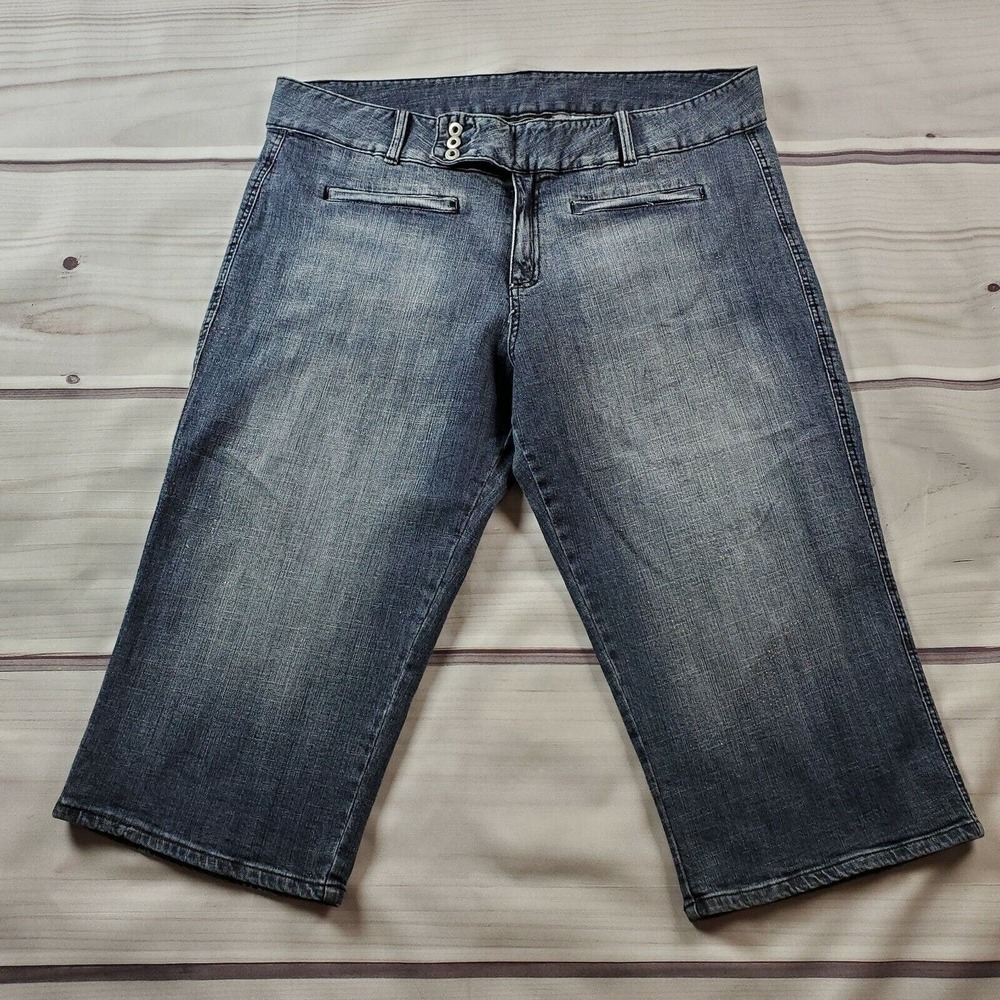 CC - Venezia Cropped Jeans Women Plus SZ 22 Sparkles High Waist Rise Medium Wash